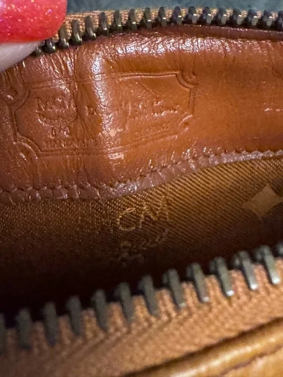 MCM Cognac Visetos Mini Crossbody Satchel with Gold Hardware - Picture 14 of 16